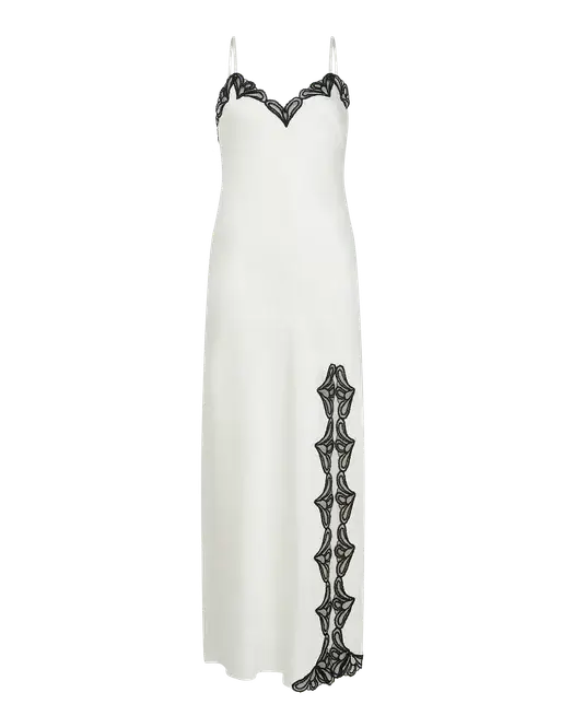 Nelle Long Slip Ivory/Black | Agent Provocateur