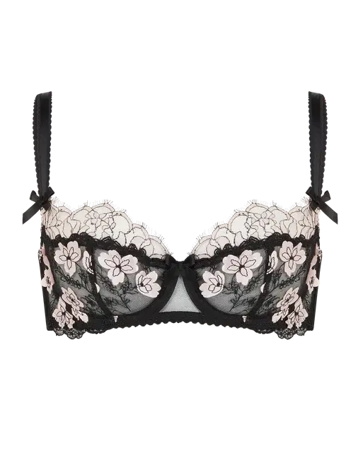 Andiee Plunge Underwired Bra Black/Baby Pink | Agent Provocateur