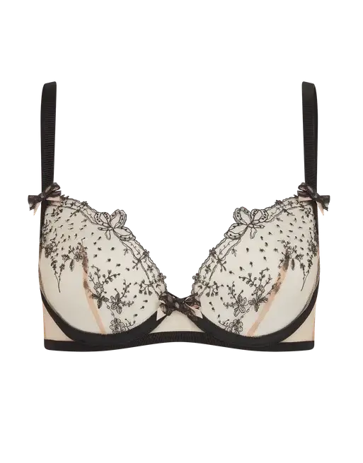 Graice Plunge Underwired Bra Black/Sand | Agent Provocateur