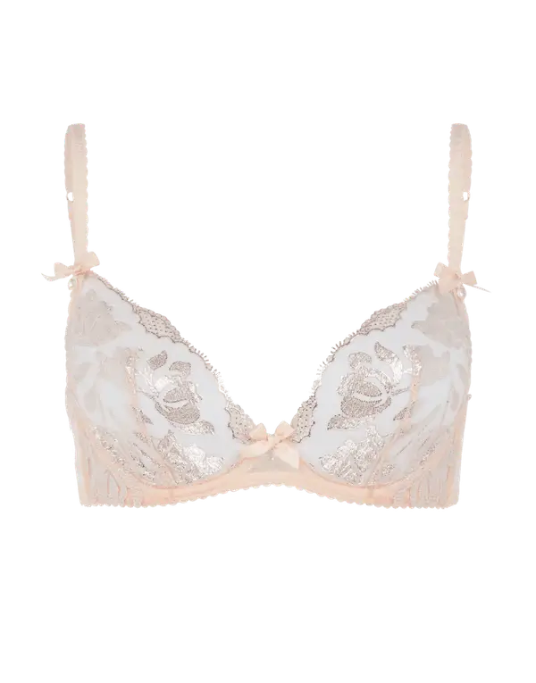 Sparkle Plunge Underwired Bra Beige | Agent Provocateur