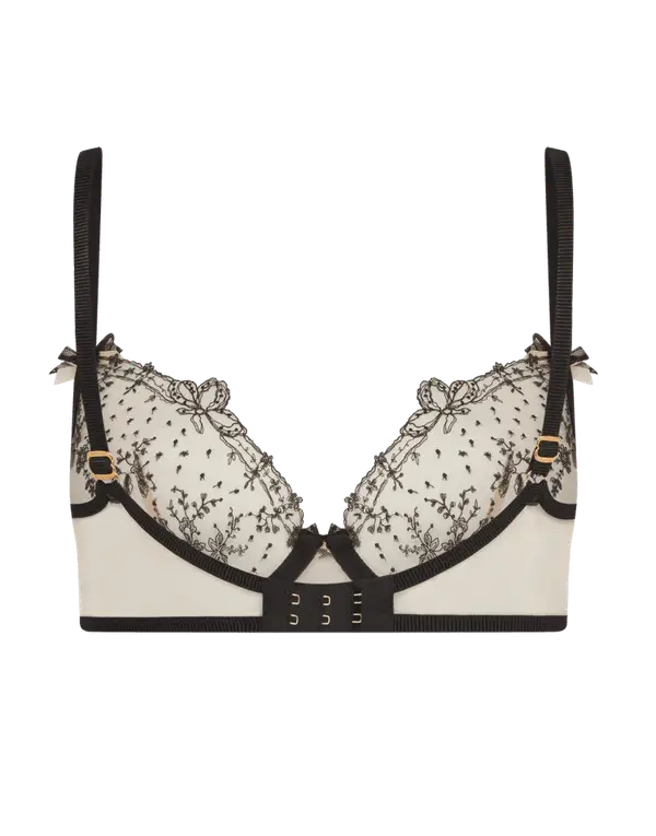 Graice Plunge Underwired Bra Black/Sand | Agent Provocateur