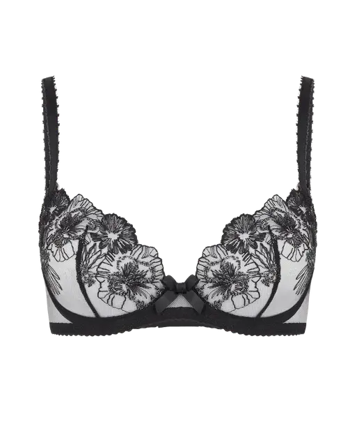 Astria Plunge Underwired Bra Metallic Black | Agent Provocateur