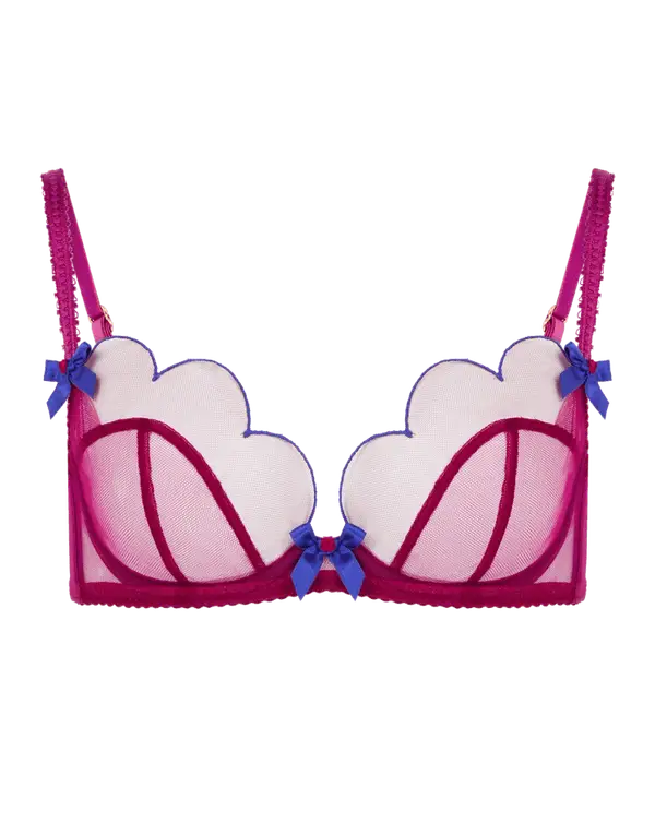 Lorna Plunge Underwired Bra Dark Pink/Cobalt | Agent Provocateur