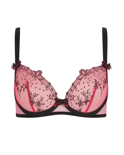 Graice Plunge Underwired Bra Black/Pink | Agent Provocateur