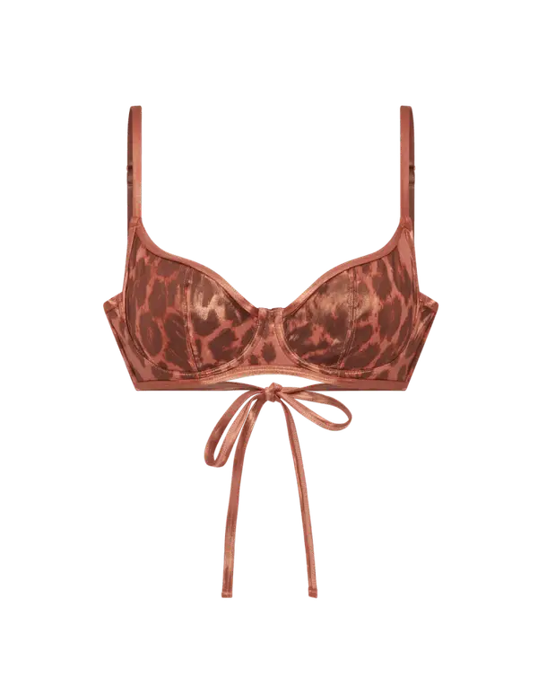 Cayla Underwire Bikini Top Black/Leopard | Agent Provocateur