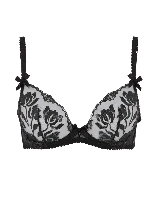Sparkle Plunge Underwired Bra Black | Agent Provocateur