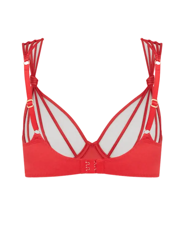 Ozara Plunge Underwired Bra Sand/Red | Agent Provocateur