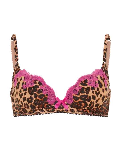 Molly Plunge Underwired Bra Leopard/Fuchsia | Agent Provocateur