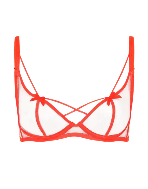 Zella High Neck Underwired Bra  Neon Orange/Sand | Agent Provocateur