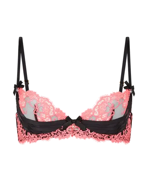 Dioni Plunge Underwired Bra Black/Neon Pink | Agent Provocateur