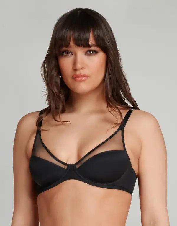 Lucky Padded Plunge Underwired Bra Black | Agent Provocateur