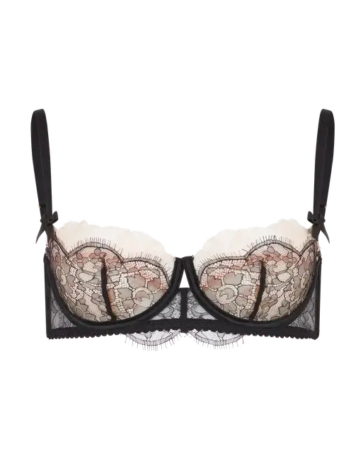 Vitoria Balconette Underwired Bra Black/Blush | Agent Provocateur