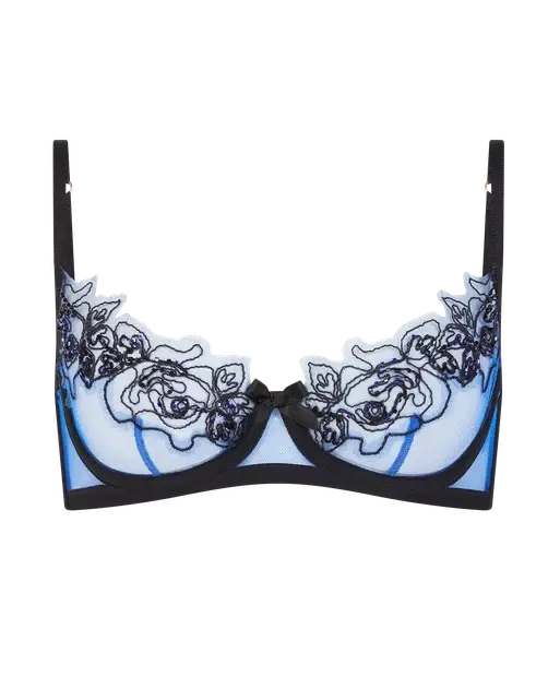 Lindie Demi Cup Plunge Underwired Bra Navy/Black | Agent Provocateur