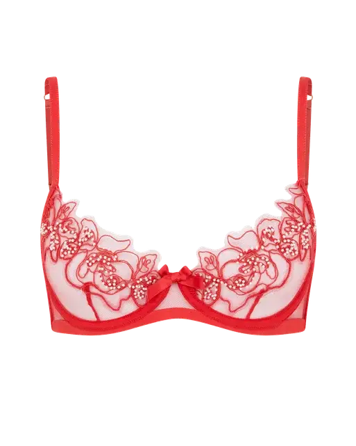 Lindie Balconette Underwired Bra Red/Red | Agent Provocateur