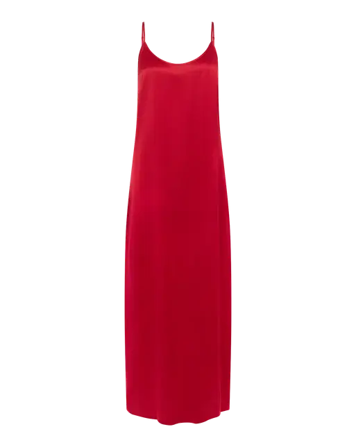 Cecily Long Slip Dress Red/Red | Agent Provocateur