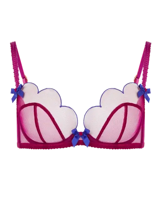 Lorna Plunge Underwired Bra Dark Pink/Cobalt | Agent Provocateur