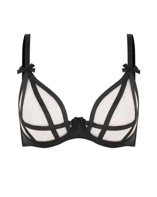 Briella Plunge Underwired Bra Black/Sand | Agent Provocateur