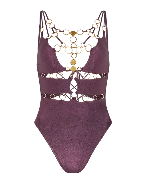 Davine Swimsuit Plum/Gold | Agent Provocateur